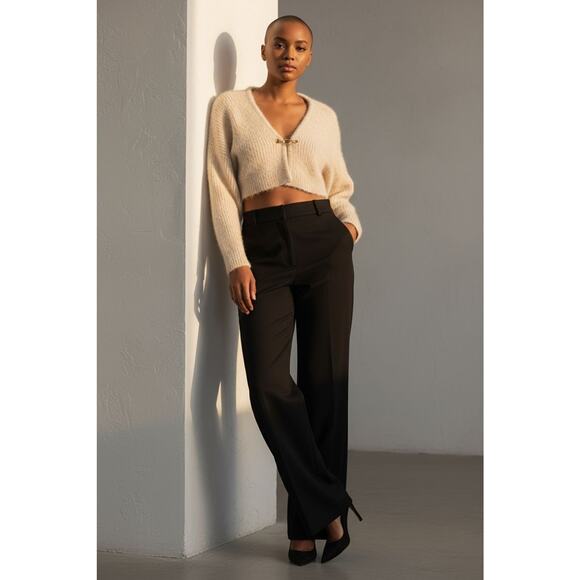 Vintage Crop Top Sweater Women Size XS Ivory Short Cropped Gold Chain Cult Punk - Picture 2 of 14